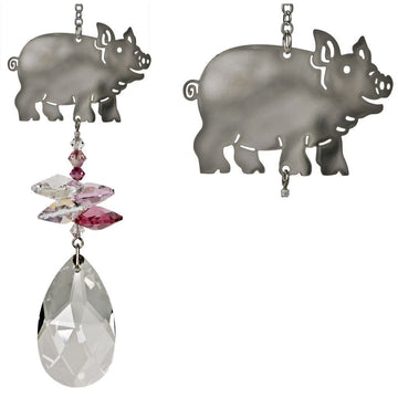 One Coast - Woodstock Chimes Decor Pig FAVORITE Farm Animals as Beautiful Suncatchers! Crystal Fantasy*
